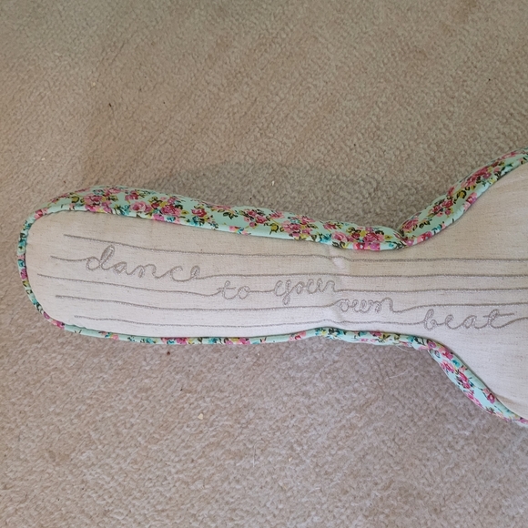Junk Gypsy Floral Guitar Shaped Pillow with Heart Design - Picture 3 of 6